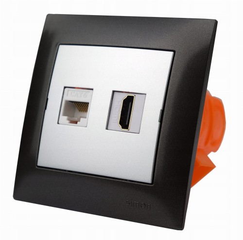 Simon gniazdo ścienne podtynkowe HDMI i RJ-45