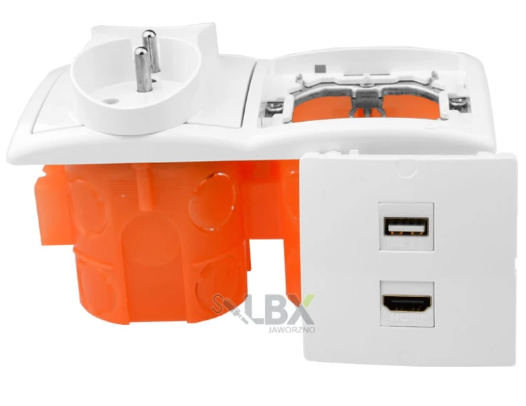 Gniazdo ścienne podtynkowe 1 USB 1 HDMI 2x 230V