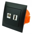 Simon gniazdo internetowe HDMI i RJ-45 czarne