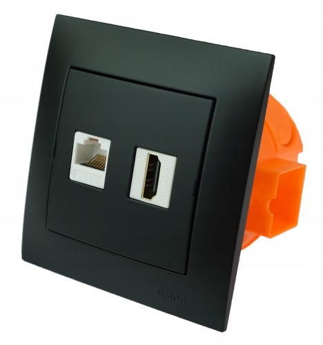 Simon gniazdo internetowe HDMI i RJ-45 czarne