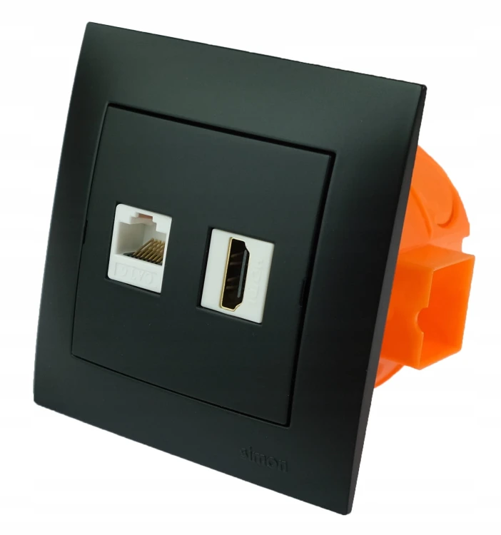 Simon gniazdo internetowe HDMI i RJ-45 czarne
