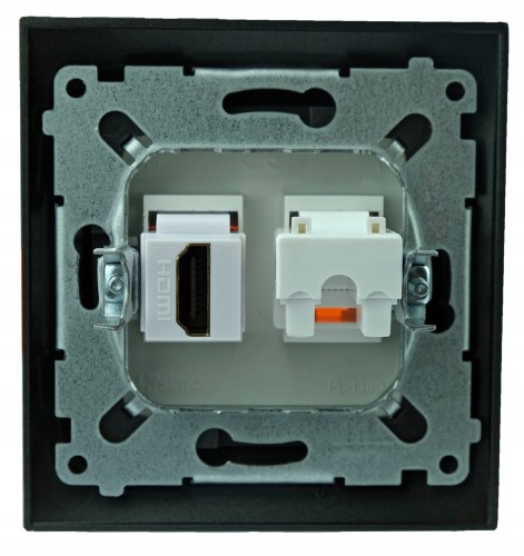 Simon gniazdo internetowe HDMI i RJ-45 czarne
