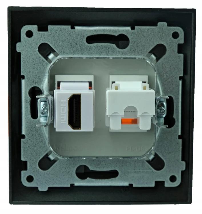Simon gniazdo internetowe HDMI i RJ-45 czarne