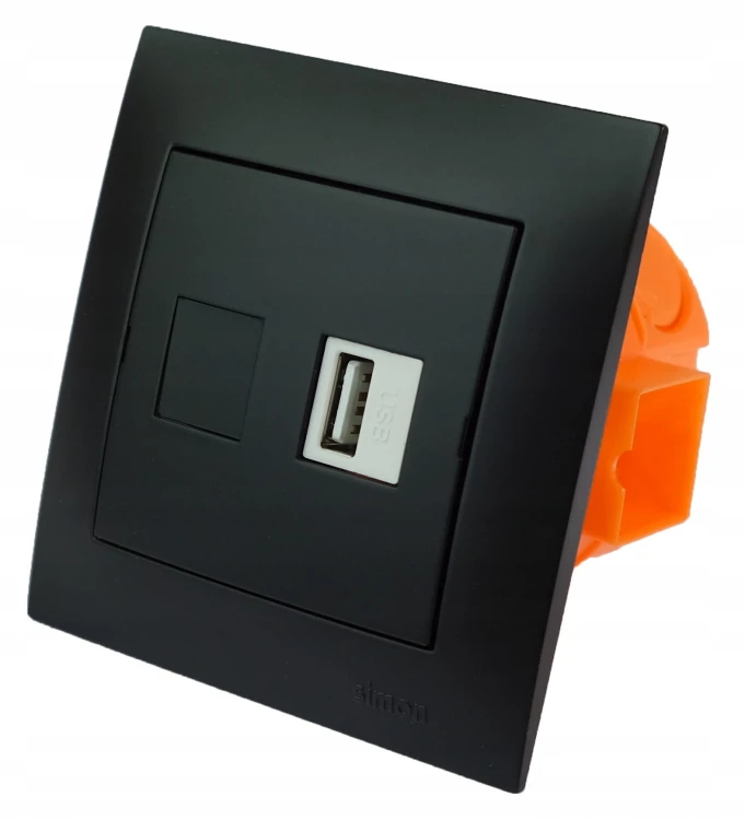 Simon gniazdo ścienne podtynkowe 1 USB czarne