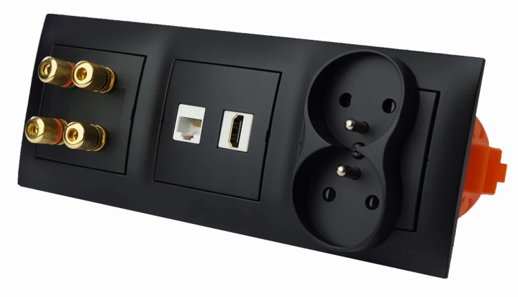 Gniazdka głośnikowe ścienne poczwórne, HDMI RJ45 230V