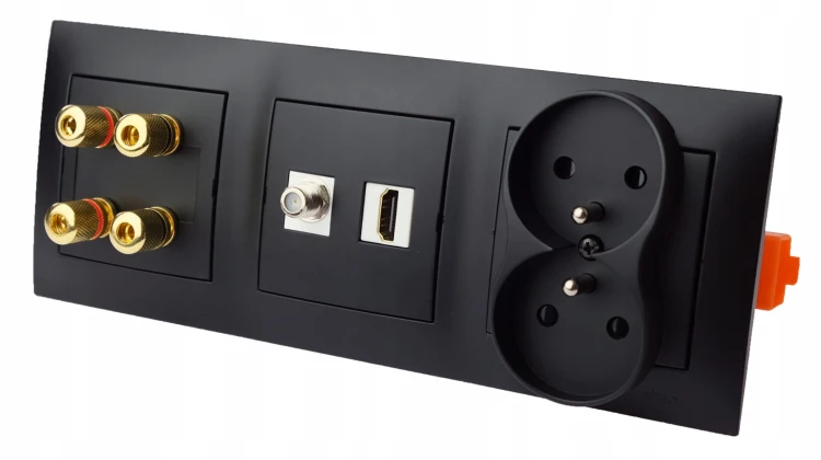 Gniazdka głośnikowe ścienne poczwórne, HDMI F 230V