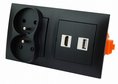 Gniazdo ścienne podtynkowe 1 USB HDMI 2x 230V