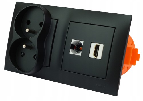 Gniazdo ścienne HDMI optyczne 230V z bolcem