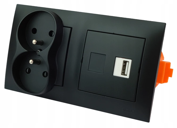 Gniazdo ścienne podtynkowe 1 USB 2x 230V