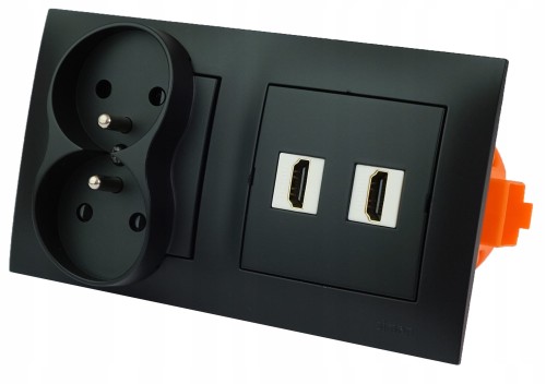 Gniazdo ścienne 2 HDMI zasilające 230V