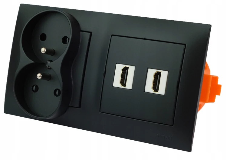 Gniazdo ścienne 2 HDMI zasilające 230V