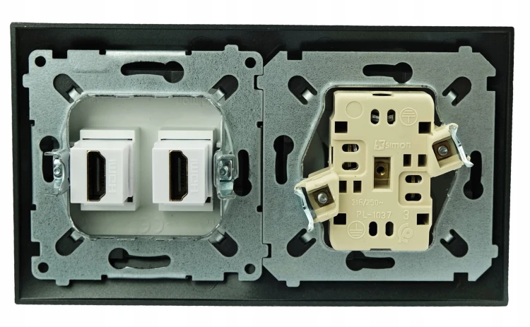 Gniazdo ścienne 2 HDMI zasilające 230V