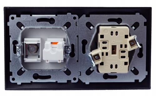 Gniazdo 230V F RJ-45 ścienne podtynkowe czarne