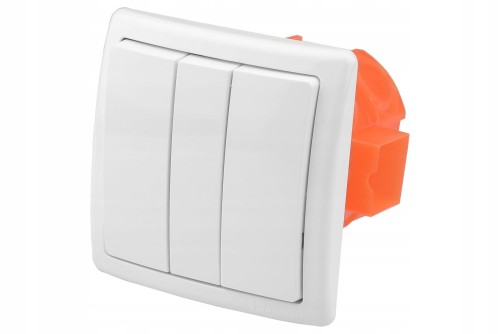 Włącznik światła 3 biegunowy ścienny podtynkowy