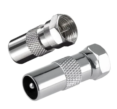 Złącze adapter przejście WTYK TV - WTYK F metal
