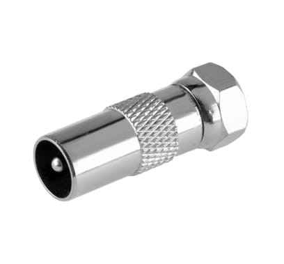 Złącze adapter przejście WTYK TV - WTYK F metal