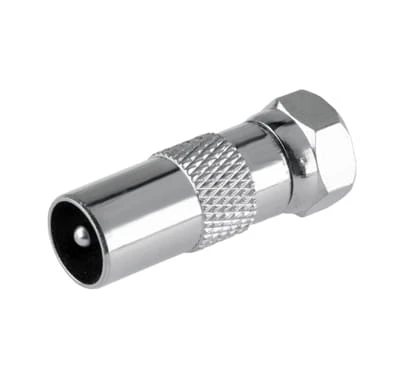 Złącze adapter przejście WTYK TV - WTYK F metal