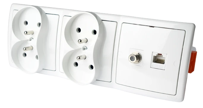 Gniazdka ścienne audio, 230V F RJ-45 ścienne podtynkowe terminal.