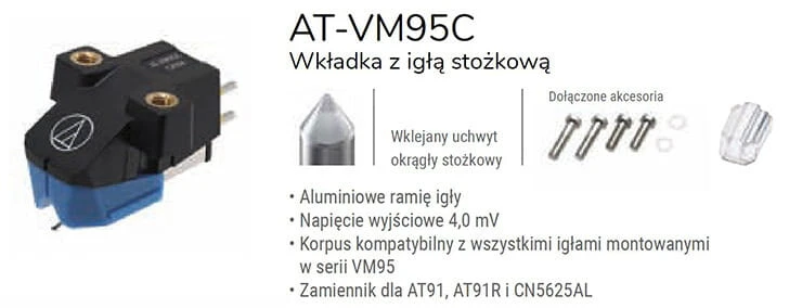 Gramofony i dodatki: wkładka gramofonowa MM Audio-Technica AT-VM95C