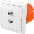 Gniazdka ścienne audio, podtynkowe terminal 1USB 1F