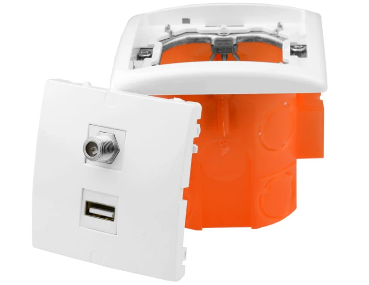 Gniazdka ścienne audio, podtynkowe terminal 1USB 1F