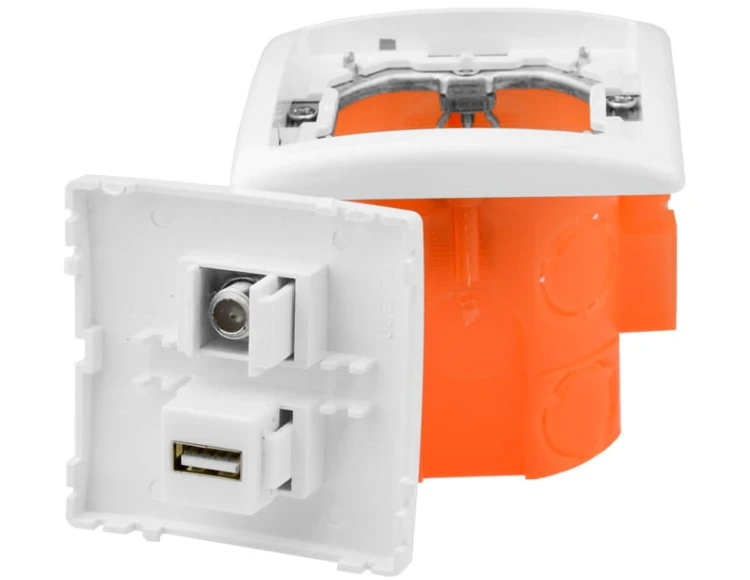Gniazdka ścienne audio, podtynkowe terminal 1USB 1F