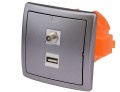Gniazdka ścienne audio, podtynkowe terminal 1 USB 1 F