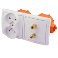 Gniazdka ścienne audio i zasilające 230V 2G