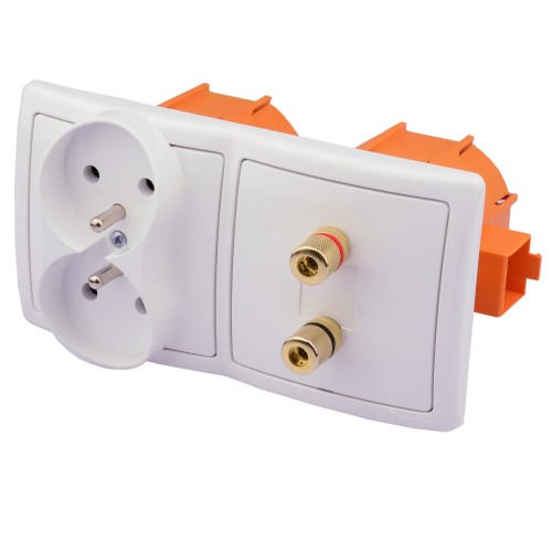 Gniazdka ścienne audio i zasilające 230V 2G