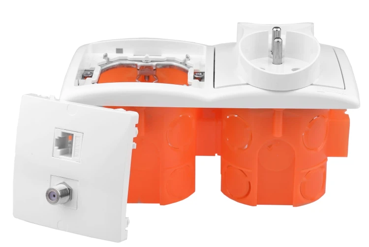 Gniazdka ścienne audio 230V F RJ-45 terminal