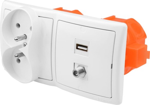 Gniazdka ścienne audio terminal 1USB 1F 2x230V