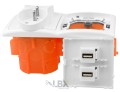 Gniazdka ścienne audio terminal 2USB 2x230V