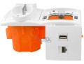 Gniazdka ścienne audio 1 USB 1 RJ-45 2x 230V