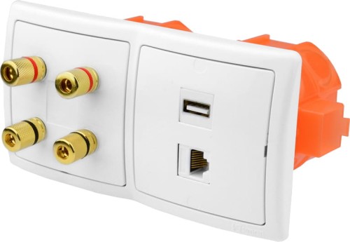 Gniazdka głośnikowe ścienne, podtynkowe terminal 1USB 1RJ-45 4G