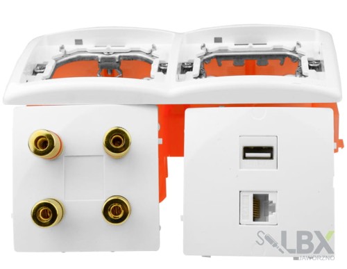 Gniazdka głośnikowe ścienne, podtynkowe terminal 1USB 1RJ-45 4G