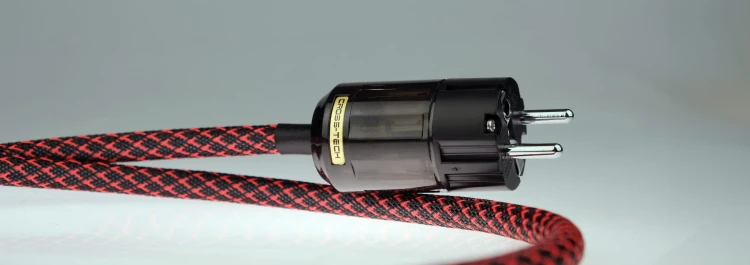 Kabel przewód zasilający CROSS-TECH czerwono-czarny oplot
