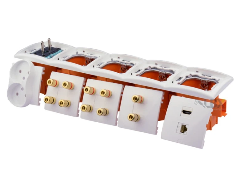 Gniazdka głośnikowe ścienne, HDMI, RJ-45, 230V