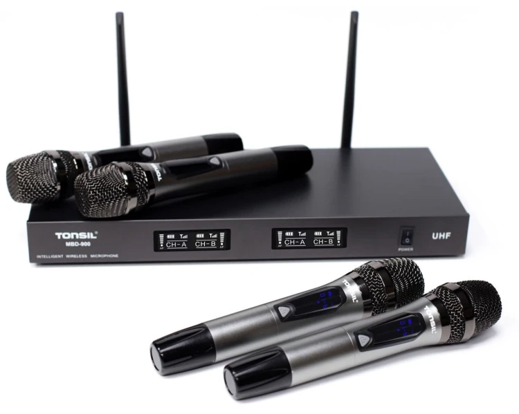 Zestaw mikrofonowy Tonsil MBD 900 bezprzewodowy z odbiornikiem 4x mikrofon