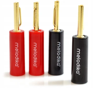 MELODIKA MDBAN4 WTYKI GŁOŚNIKOWE BANANOWE NA PRZEWÓD 4 SZTUKI NOWA WERSJA