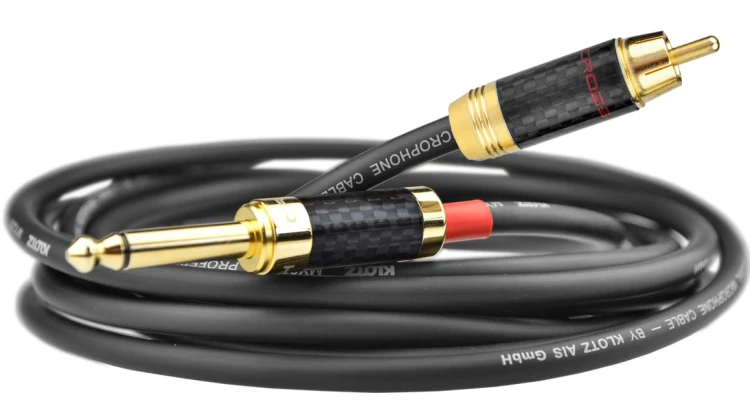 Kable jack 2x 6,3 mm mono - 2x RCA Klotz - 2m