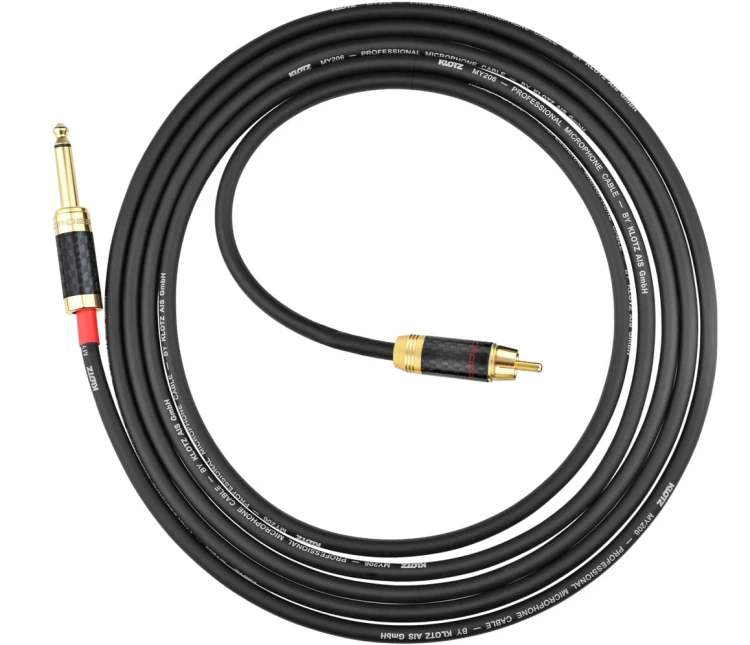 Kable jack 2x 6,3 mm mono - 2x RCA Klotz - 2m