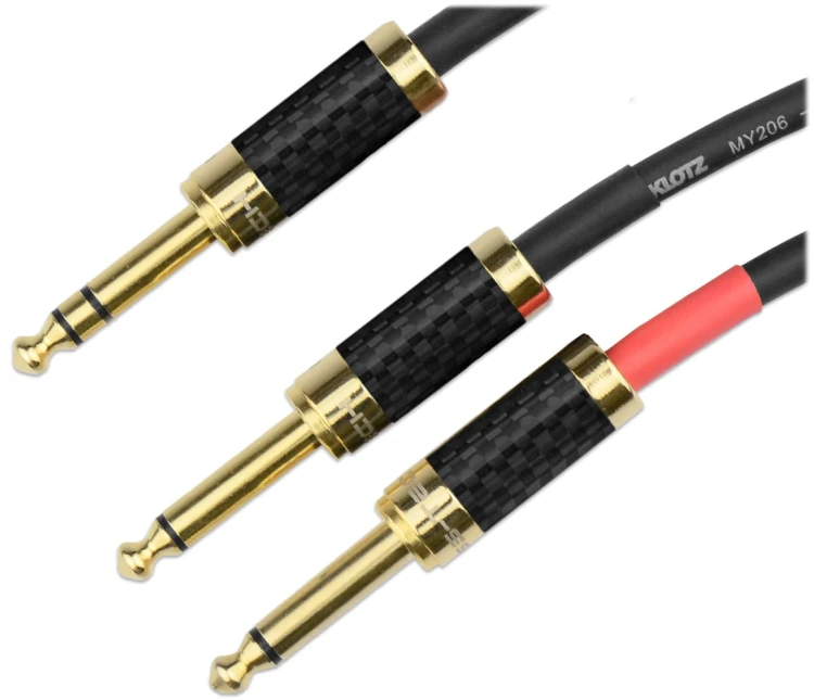 Kable jack 6,3 mm stereo - 2x mono 6,3 Klotz - 14m