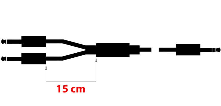 Kable jack 6,3 mm stereo - 2x mono 6,3 Klotz - 14m